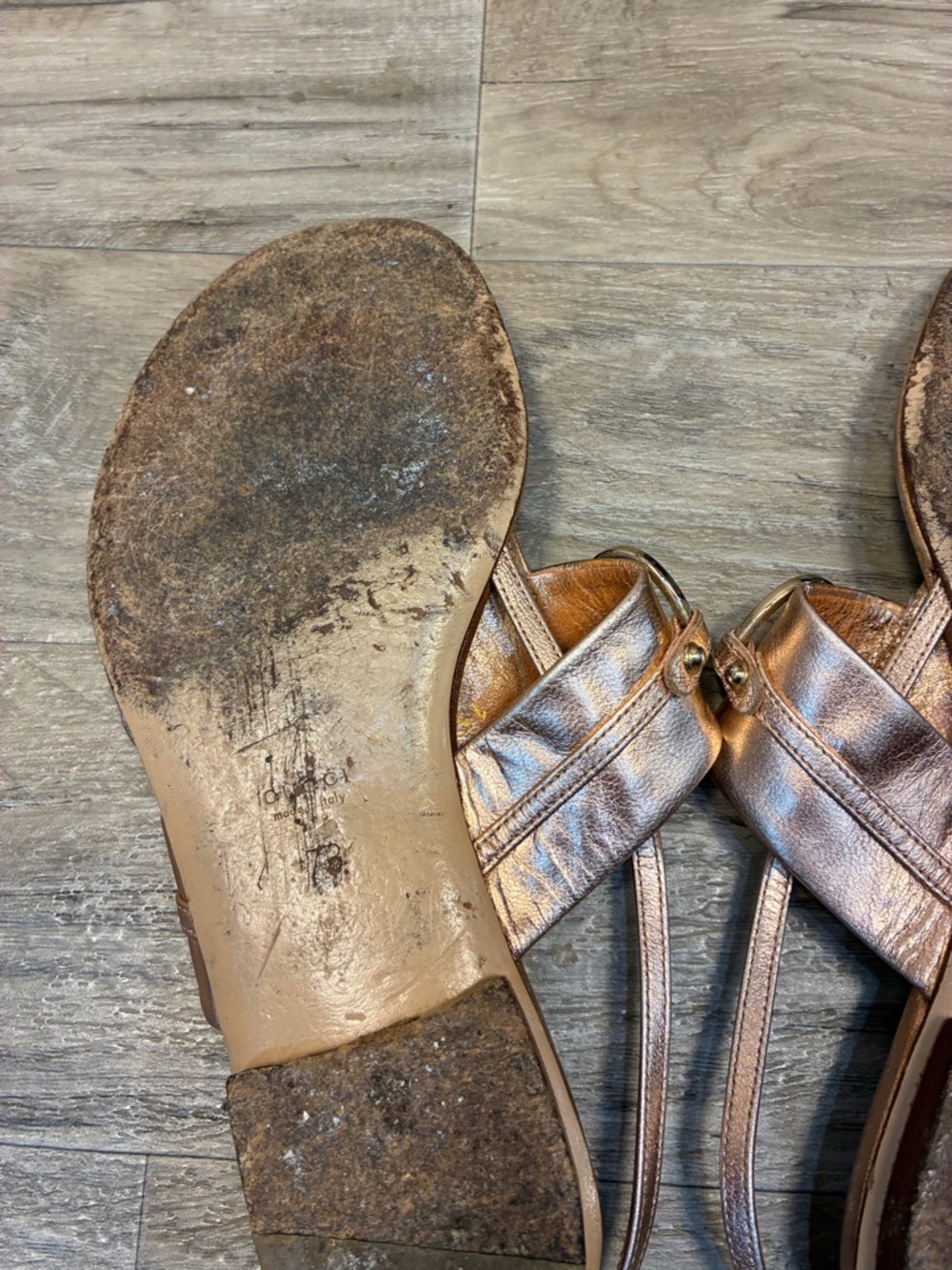 Gucci Italy Horsebit Thong Slingback Rose Gold Sandals - Picture 13 of 15